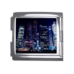 Black Building Lighted Under Clear Sky Mega Link Italian Charm (18mm) by Modalart