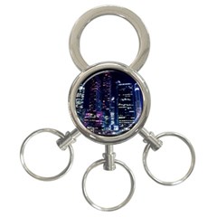 Black Building Lighted Under Clear Sky 3-ring Key Chain by Modalart