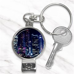 Black Building Lighted Under Clear Sky Nail Clippers Key Chain by Modalart