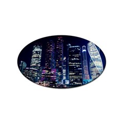 Black Building Lighted Under Clear Sky Sticker (oval) by Modalart