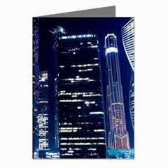 Black Building Lighted Under Clear Sky Greeting Cards (pkg Of 8) by Modalart