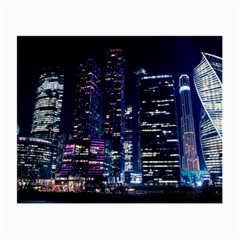 Black Building Lighted Under Clear Sky Small Glasses Cloth (2 Sides) by Modalart