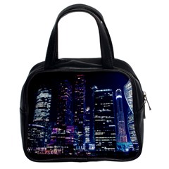 Black Building Lighted Under Clear Sky Classic Handbag (two Sides) by Modalart