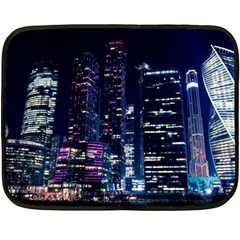 Black Building Lighted Under Clear Sky Fleece Blanket (mini) by Modalart