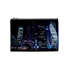 Black Building Lighted Under Clear Sky Cosmetic Bag (medium) by Modalart