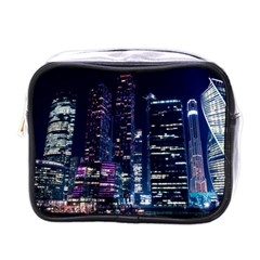 Black Building Lighted Under Clear Sky Mini Toiletries Bag (one Side) by Modalart