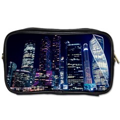 Black Building Lighted Under Clear Sky Toiletries Bag (one Side) by Modalart