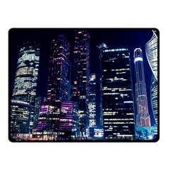 Black Building Lighted Under Clear Sky Fleece Blanket (small) by Modalart