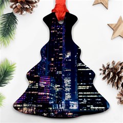 Black Building Lighted Under Clear Sky Ornament (christmas Tree)  by Modalart