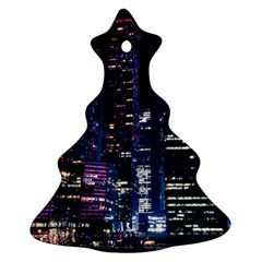 Black Building Lighted Under Clear Sky Christmas Tree Ornament (two Sides) by Modalart