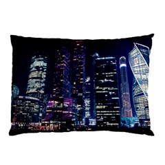 Black Building Lighted Under Clear Sky Pillow Case (two Sides) by Modalart