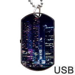 Black Building Lighted Under Clear Sky Dog Tag Usb Flash (one Side) by Modalart