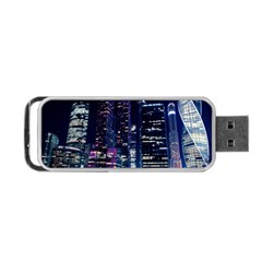 Black Building Lighted Under Clear Sky Portable Usb Flash (one Side) by Modalart