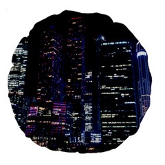 Black Building Lighted Under Clear Sky Large 18  Premium Round Cushions by Modalart