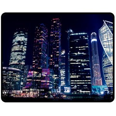 Black Building Lighted Under Clear Sky Two Sides Fleece Blanket (medium) by Modalart