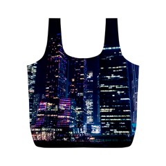 Black Building Lighted Under Clear Sky Full Print Recycle Bag (m) by Modalart