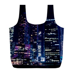 Black Building Lighted Under Clear Sky Full Print Recycle Bag (l) by Modalart