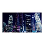 Black Building Lighted Under Clear Sky Satin Wrap 35  x 70  Front