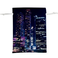 Black Building Lighted Under Clear Sky Lightweight Drawstring Pouch (xl) by Modalart