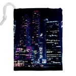 Black Building Lighted Under Clear Sky Drawstring Pouch (5XL) Back