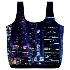 Black Building Lighted Under Clear Sky Full Print Recycle Bag (xxl) by Modalart