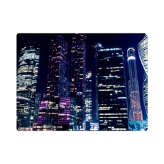 Black Building Lighted Under Clear Sky Premium Plush Fleece Blanket (mini) by Modalart