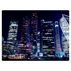 Black Building Lighted Under Clear Sky Premium Plush Fleece Blanket (extra Small) by Modalart