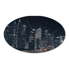 Time Lapse Photo Of City Oval Magnet by Modalart