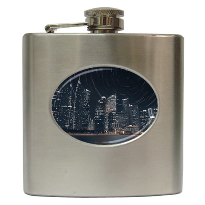 Time Lapse Photo Of City Hip Flask (6 oz)