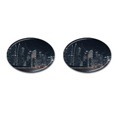 Time Lapse Photo Of City Cufflinks (oval) by Modalart