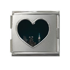 Skyline Photography Of Buildings Mega Link Heart Italian Charm (18mm) by Modalart