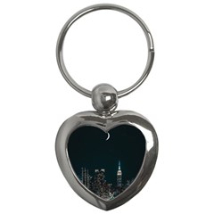 Skyline Photography Of Buildings Key Chain (heart) by Modalart