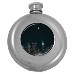 Skyline Photography Of Buildings Round Hip Flask (5 Oz) by Modalart