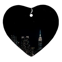 Skyline Photography Of Buildings Heart Ornament (two Sides)