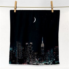 Skyline Photography Of Buildings Face Towel by Modalart