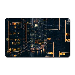 Photo Of Buildings During Nighttime Magnet (rectangular) by Modalart