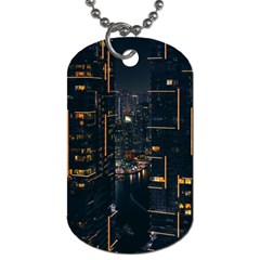 Photo Of Buildings During Nighttime Dog Tag (one Side) by Modalart