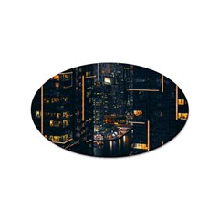 Photo Of Buildings During Nighttime Sticker Oval (10 Pack) by Modalart