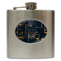 Photo Of Buildings During Nighttime Hip Flask (6 Oz) by Modalart