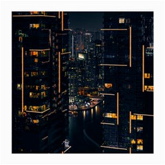 Photo Of Buildings During Nighttime Medium Glasses Cloth by Modalart