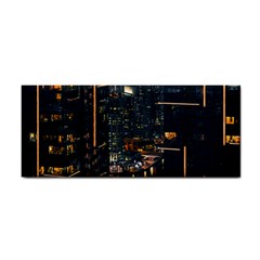 Photo Of Buildings During Nighttime Hand Towel by Modalart