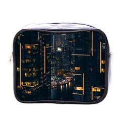 Photo Of Buildings During Nighttime Mini Toiletries Bag (one Side) by Modalart