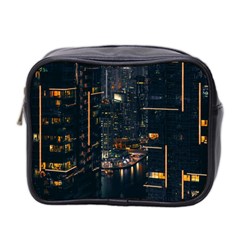 Photo Of Buildings During Nighttime Mini Toiletries Bag (two Sides) by Modalart