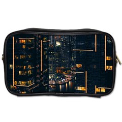 Photo Of Buildings During Nighttime Toiletries Bag (one Side) by Modalart