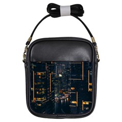 Photo Of Buildings During Nighttime Girls Sling Bag by Modalart