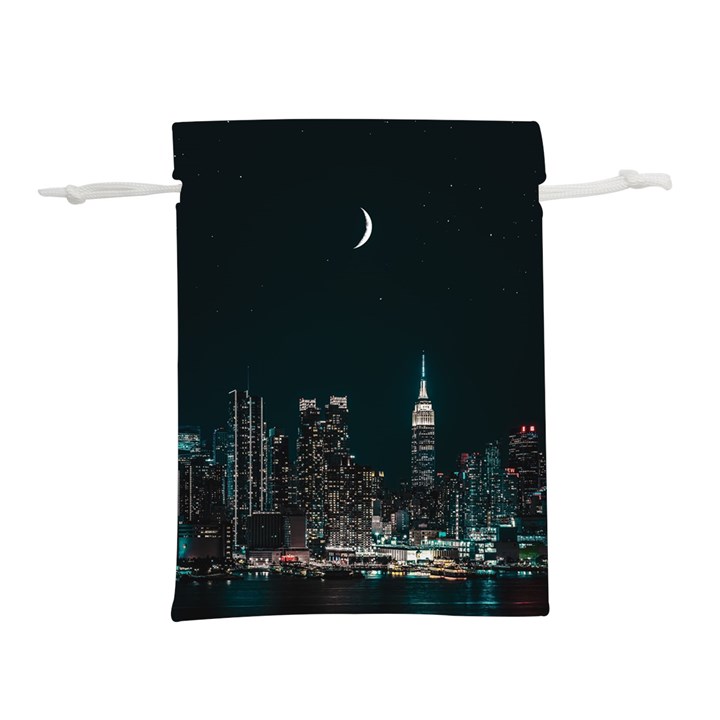 Skyline Photography Of Buildings Lightweight Drawstring Pouch (L)