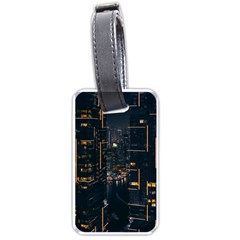 Photo Of Buildings During Nighttime Luggage Tag (one Side) by Modalart