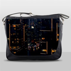 Photo Of Buildings During Nighttime Messenger Bag by Modalart