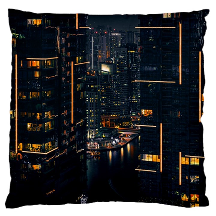 Photo Of Buildings During Nighttime Large Cushion Case (Two Sides)