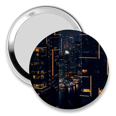 Photo Of Buildings During Nighttime 3  Handbag Mirrors by Modalart